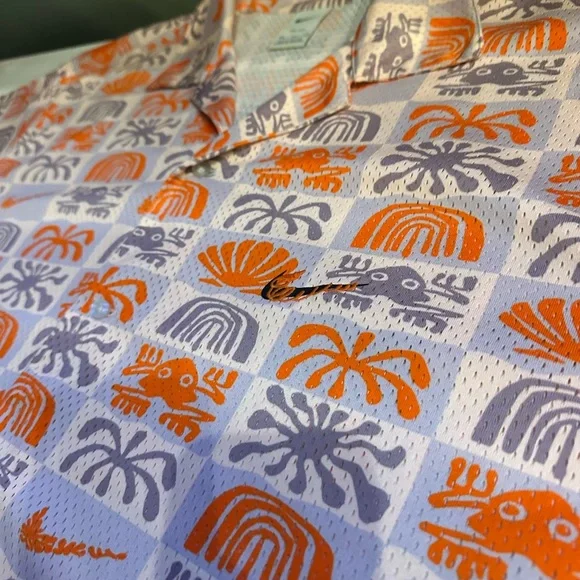 Nike Men's Orange and Gray Patterned Shirt - Picture 4 of 12